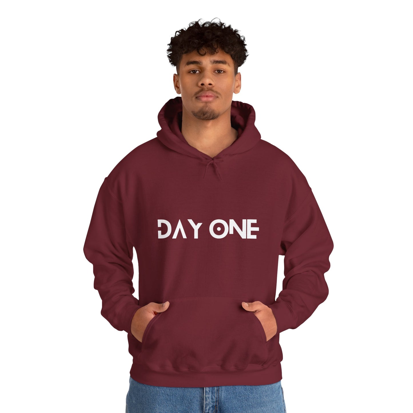 DAY ONE - white text - Hooded Sweatshirt