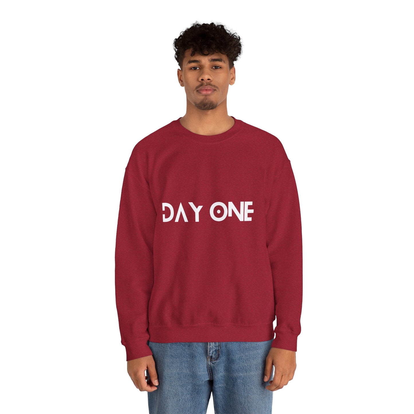 DAY ONE - white text - Crewneck Sweatshirt