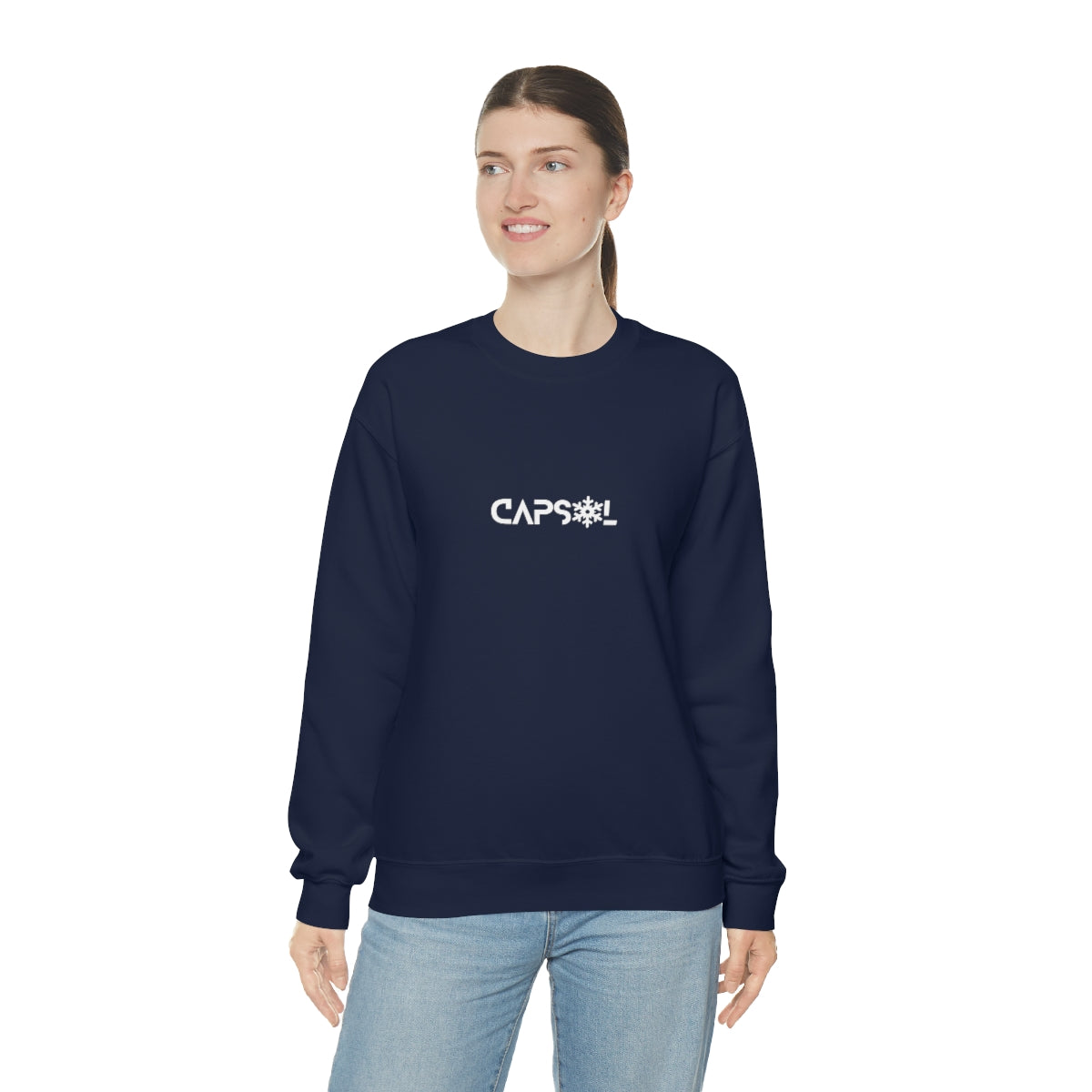 CapSol (front) - white text - SNOWFLAKE - Unisex Heavy Blend™ Crewneck Sweatshirt