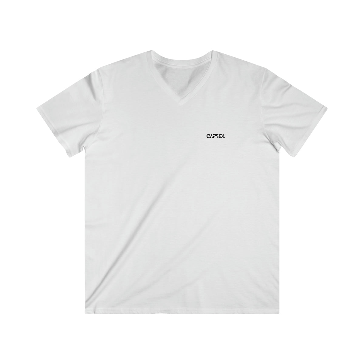 CapSol (front left) - white text - Men's Fitted V-Neck Short Sleeve Tee