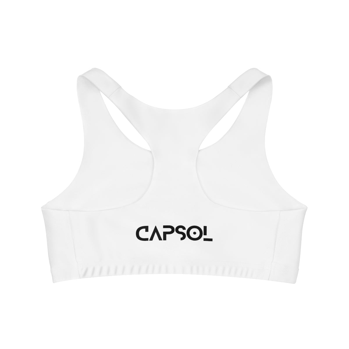 Whatever it takes (front) / CapSol (back) - black text - Seamless Sports Bra (AOP)