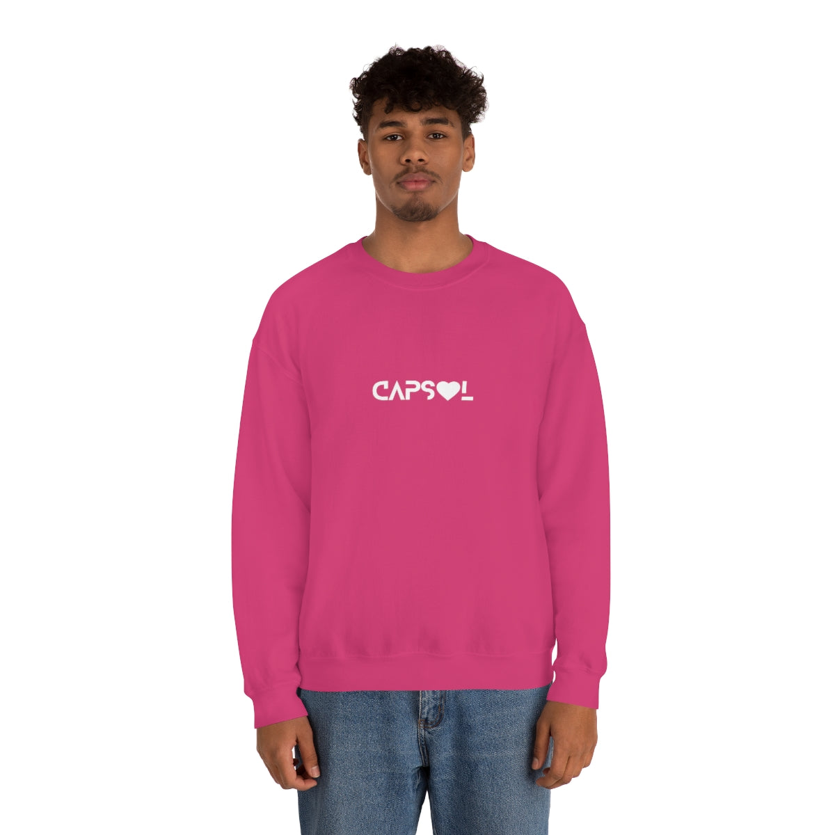 CapSol (front) - white text - VDAY - Unisex Heavy Blend™ Crewneck Sweatshirt