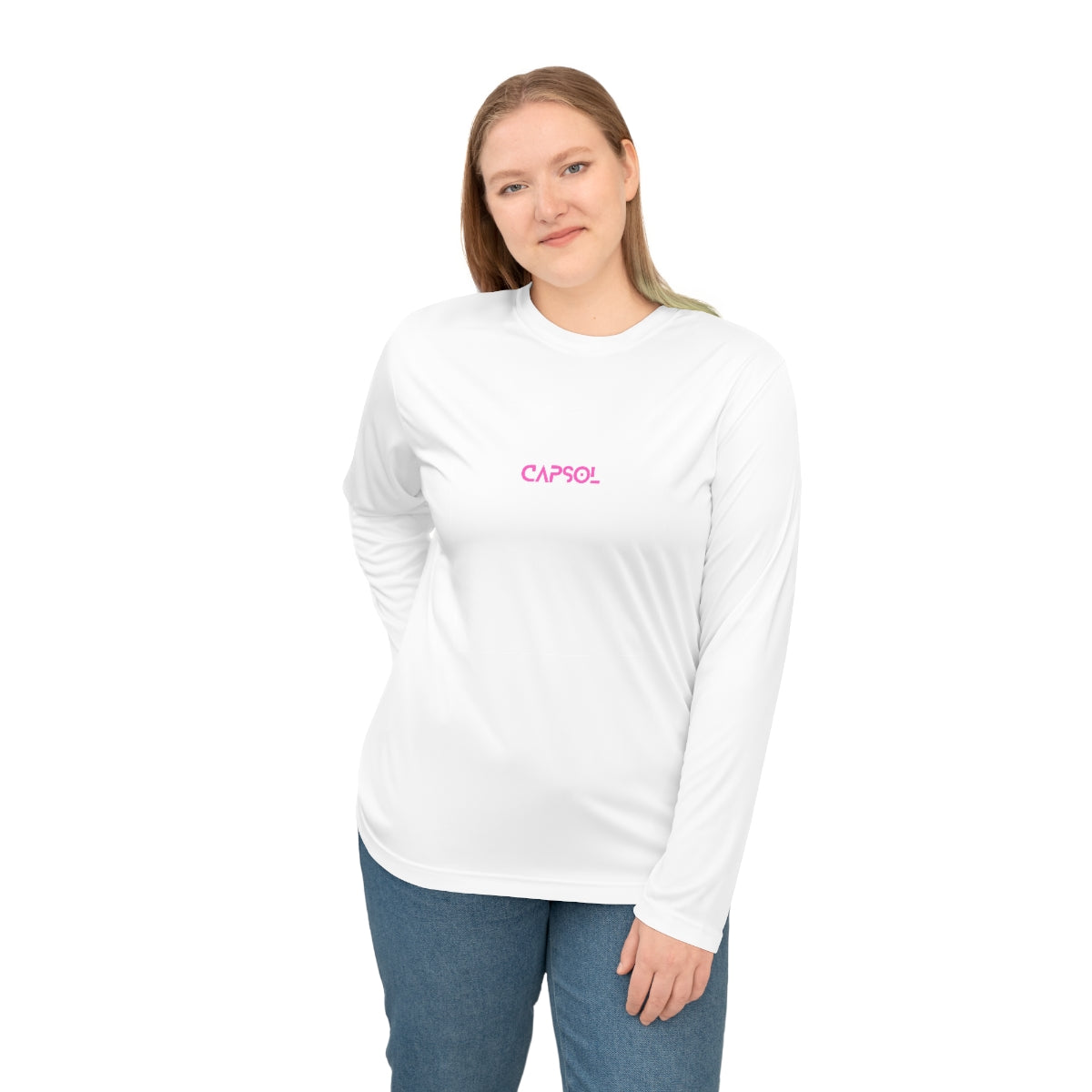 CapSol (front) - pink text - Women's Performance Long Sleeve Shirt