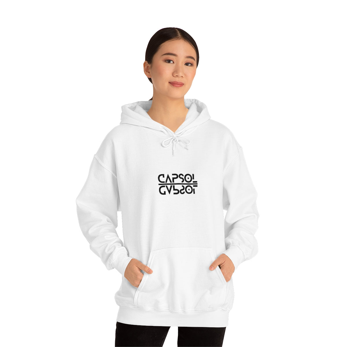 CapSol (front) - b/w text - INVERSE - Unisex Heavy Blend™ Hooded Sweatshirt