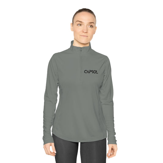 CapSol (front) - b/w text - Ladies Quarter-Zip Pullover