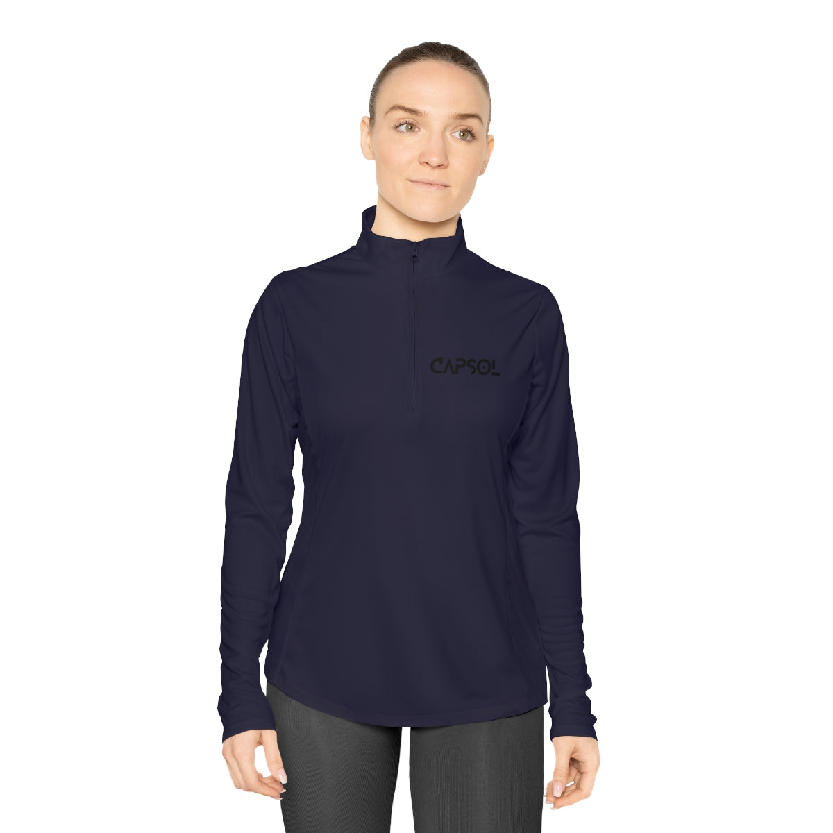 CapSol (front) / Whatever it takes (back) - b/w text - Ladies Quarter-Zip Pullover