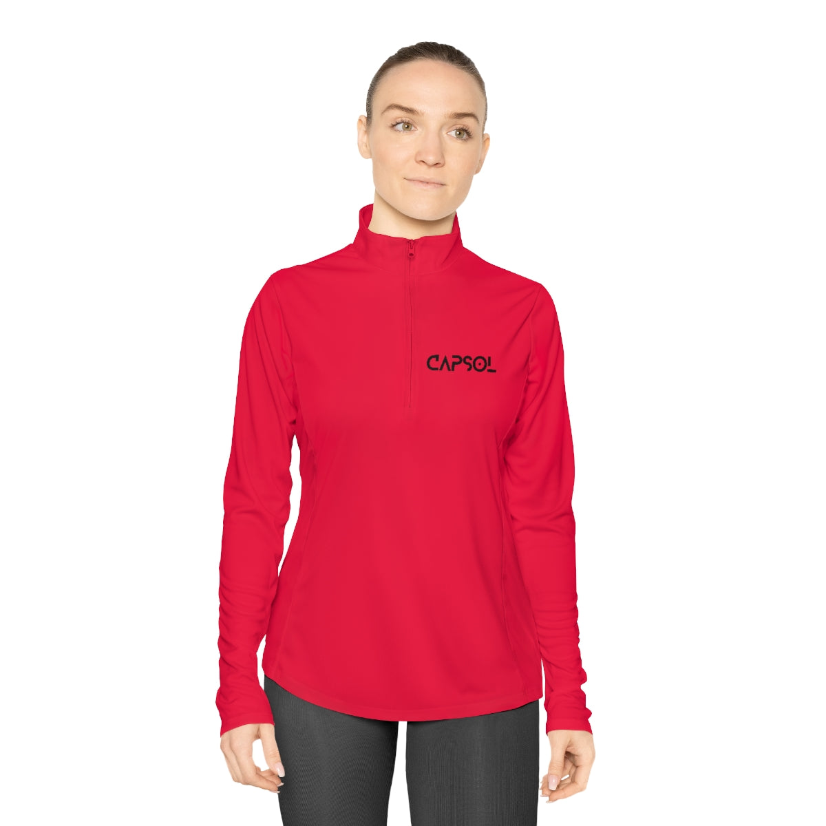 CapSol (front) / Whatever it takes (back) - b/w text - Ladies Quarter-Zip Pullover