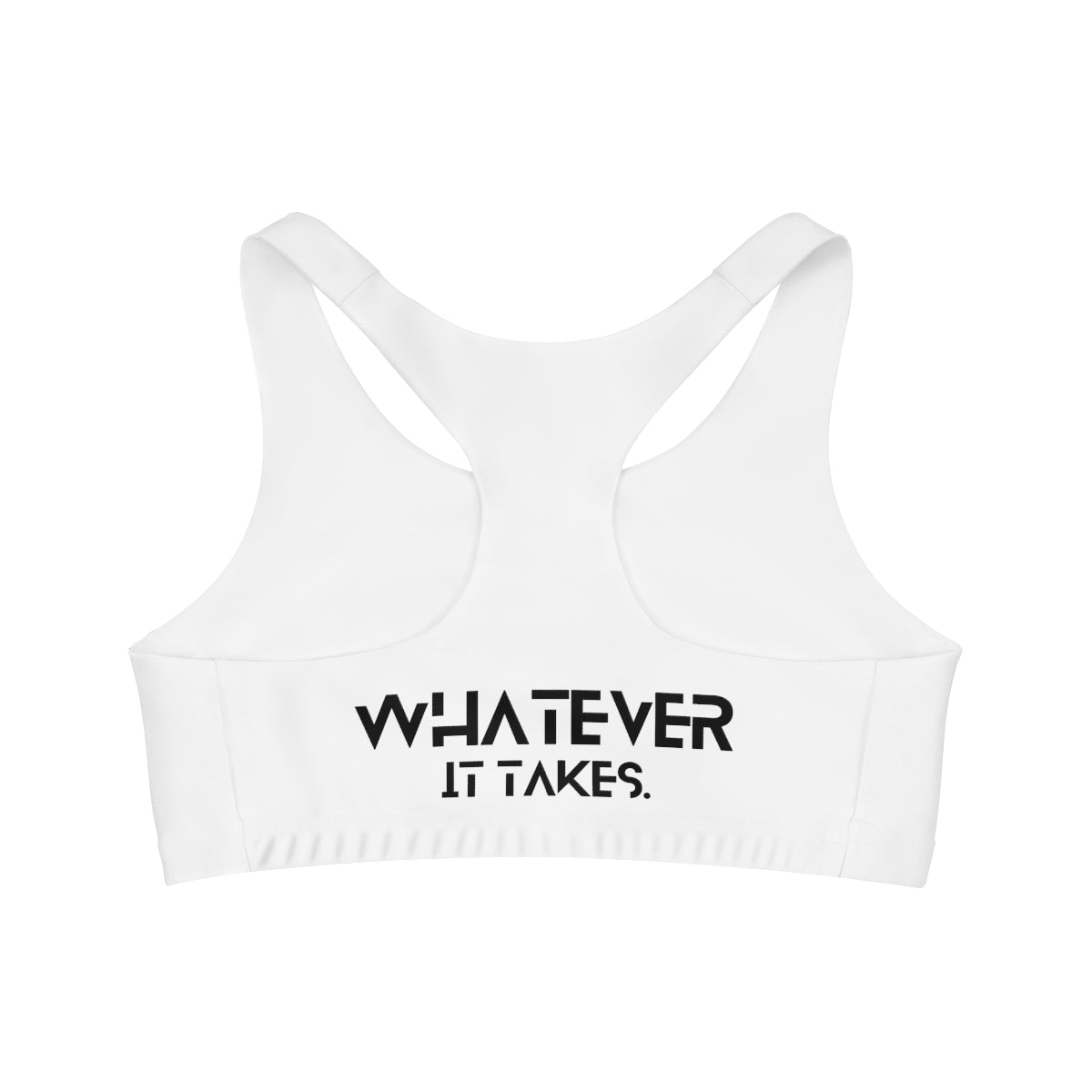 CapSol (front) / Whatever it takes (back) - black text - Seamless Sports Bra (AOP)