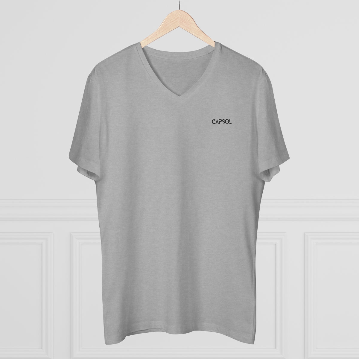 CapSol (front left) - black text - Men’s Presenter V-neck
