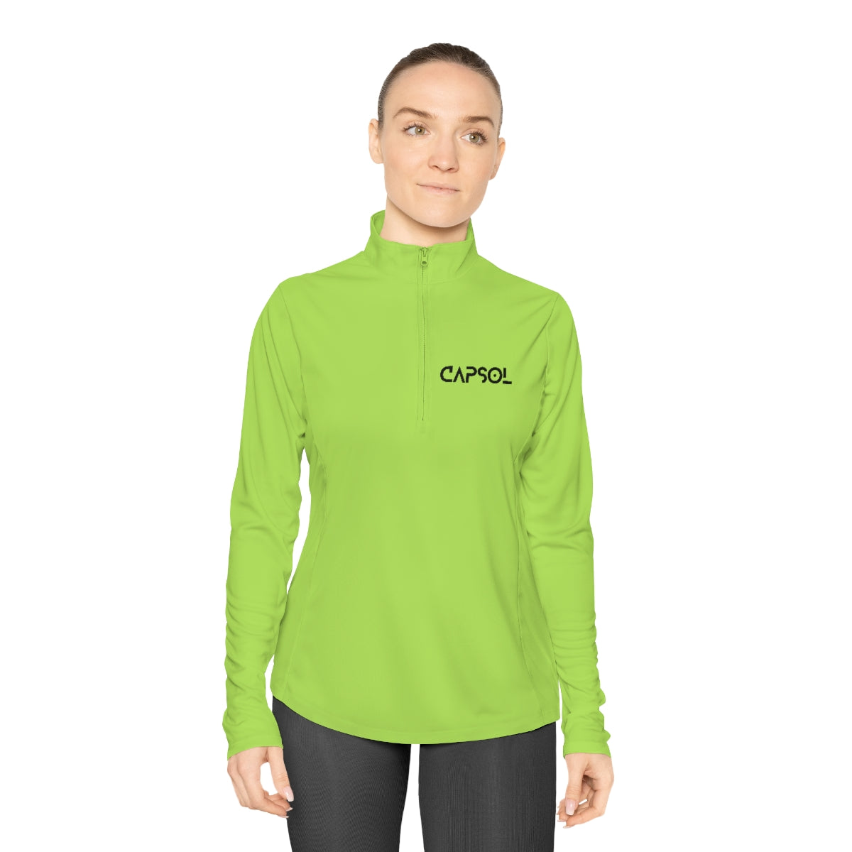 CapSol (front) / Whatever it takes (back) - b/w text - Ladies Quarter-Zip Pullover