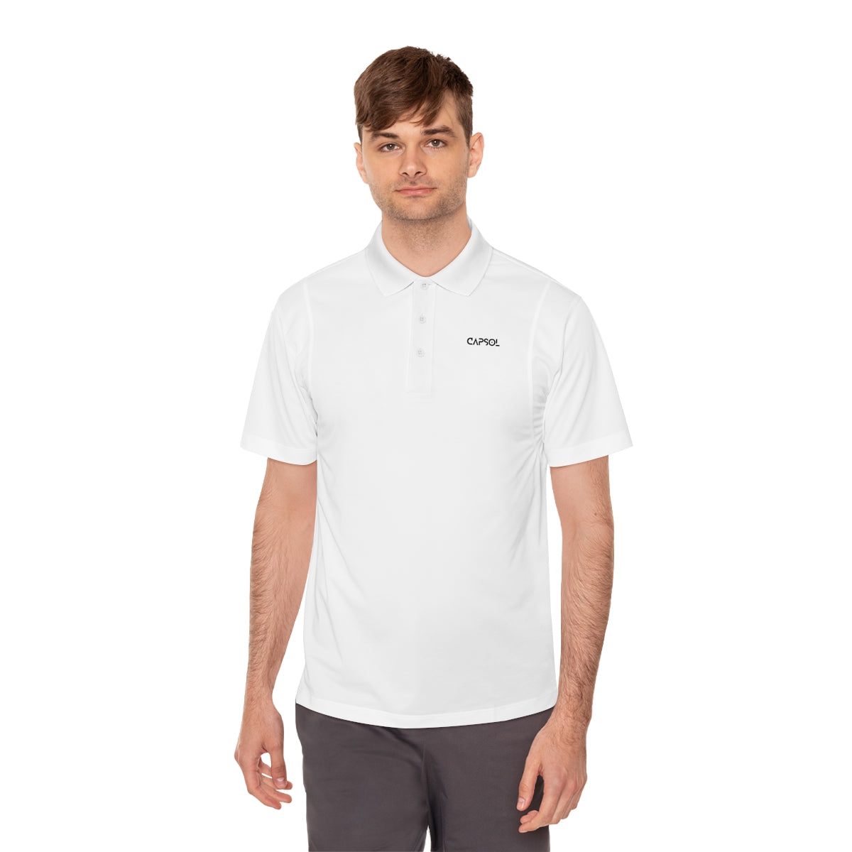 CapSol (front left) - white text - Men's Sport Polo Shirt