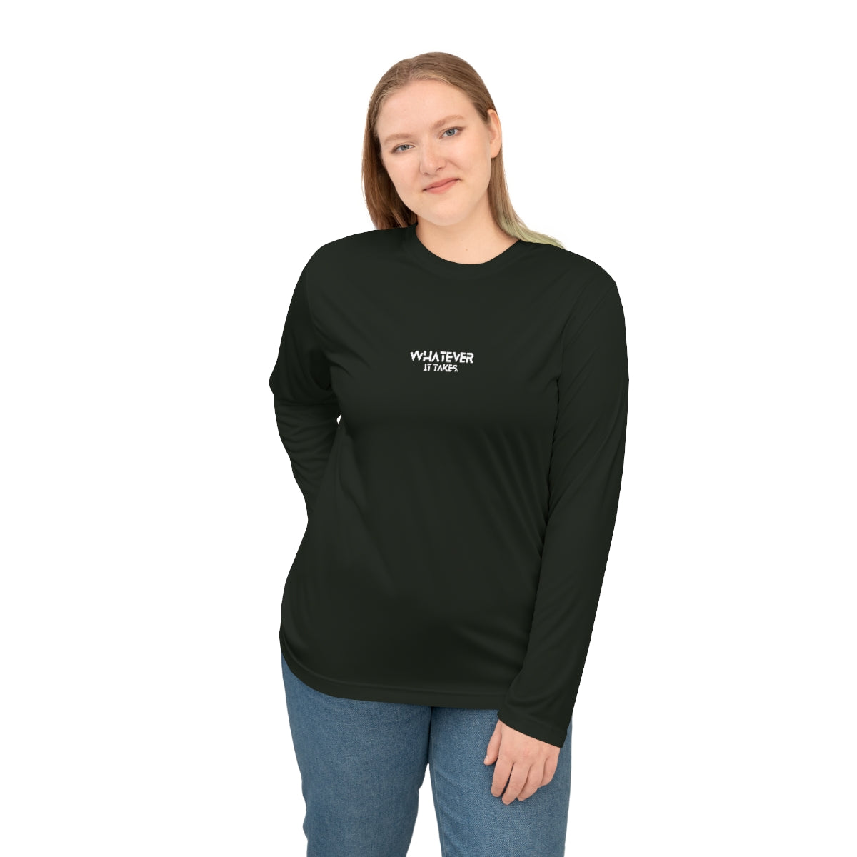 Whatever it takes (front) - b/w text - Unisex Performance Long Sleeve Shirt