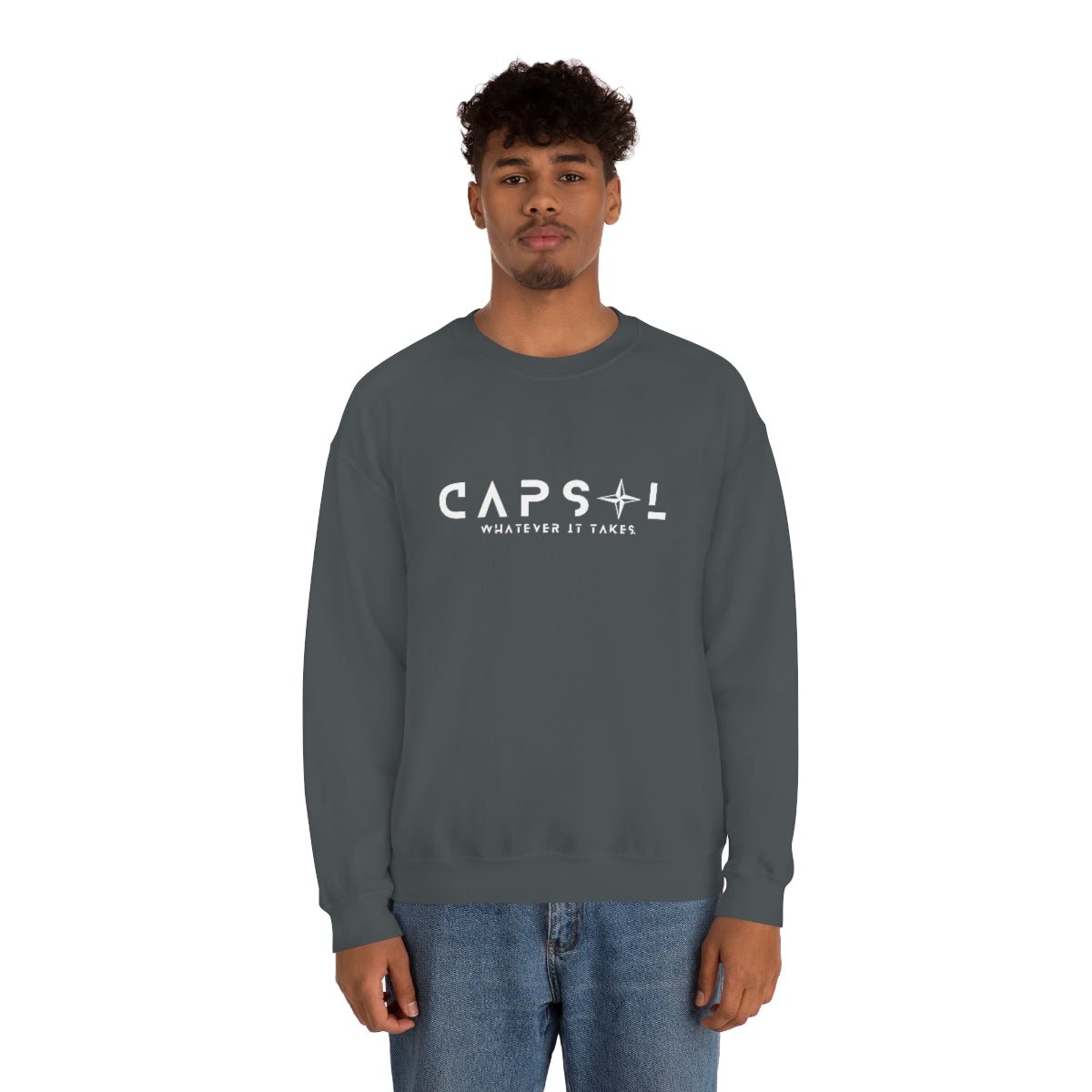 Star - white text - Crewneck Sweatshirt