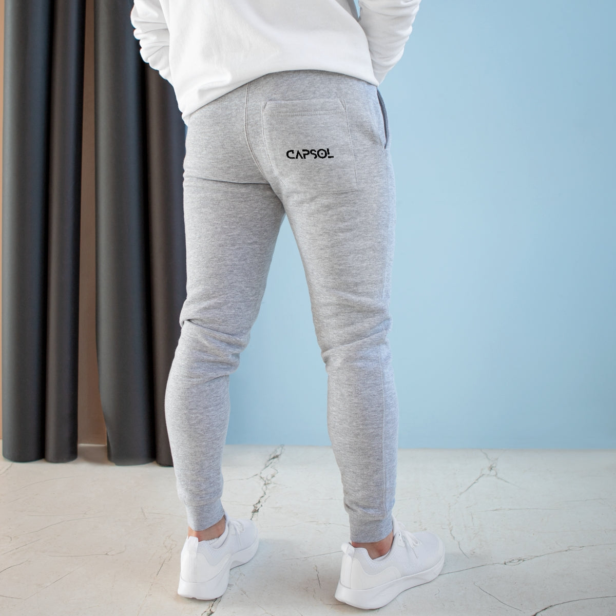 CapSol (pocket) - b/w text - Premium Fleece Joggers