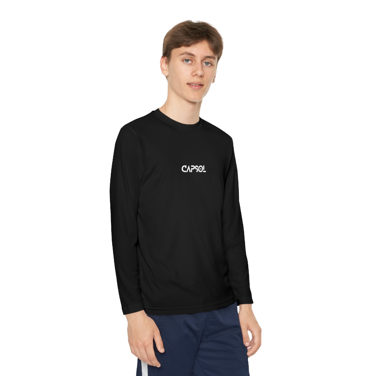 CapSol (front) - b/w text - Youth Long Sleeve Competitor Tee