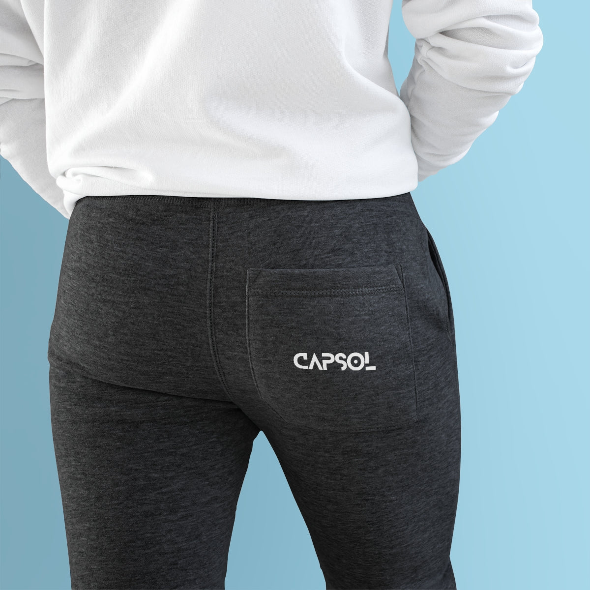 CapSol (pocket) - b/w text - Premium Fleece Joggers