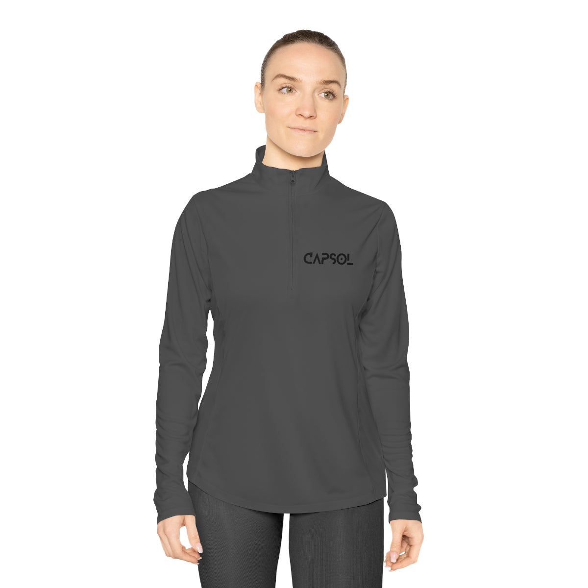 CapSol (front) / Whatever it takes (back) - b/w text - Ladies Quarter-Zip Pullover