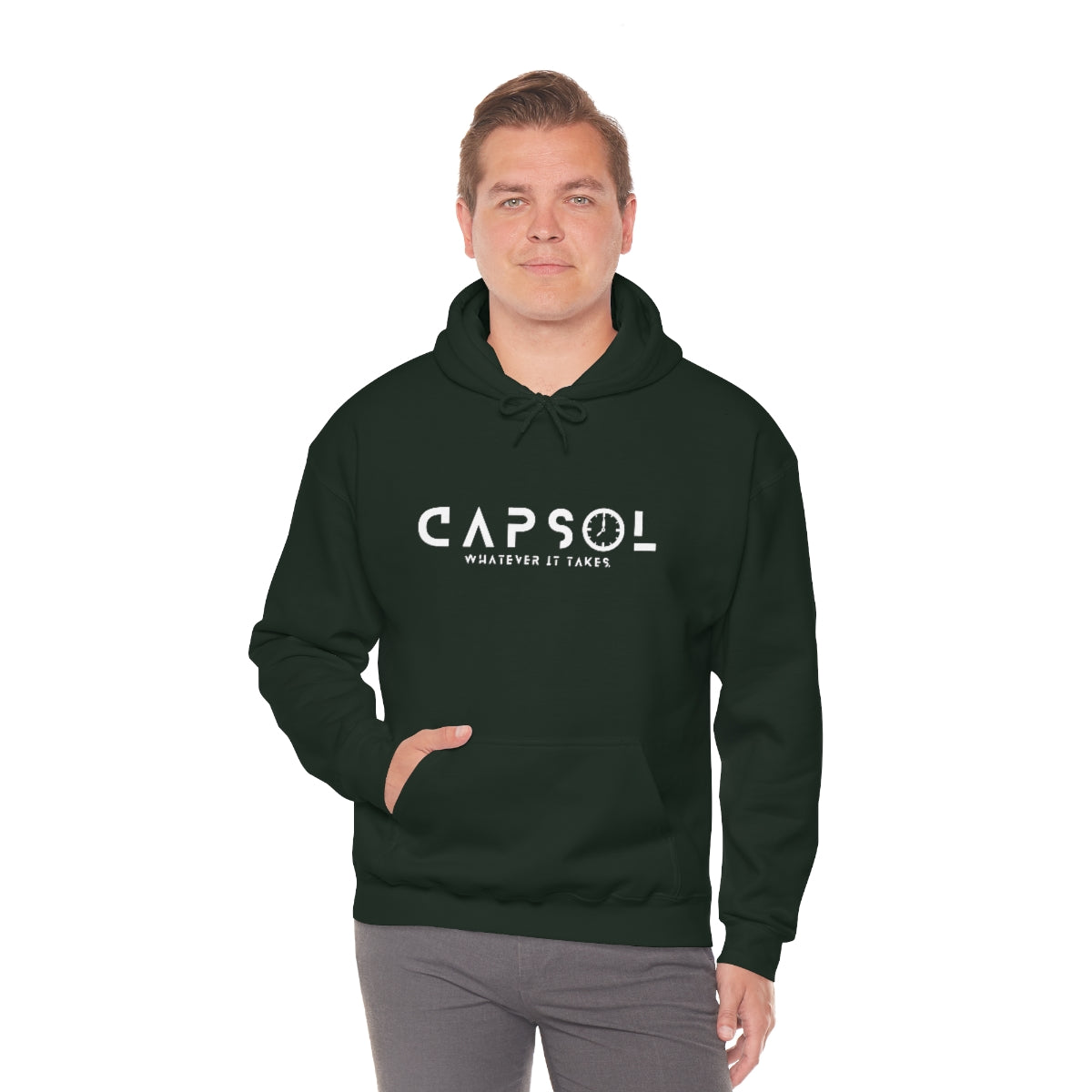 Clock - white text - Hooded Sweatshirt