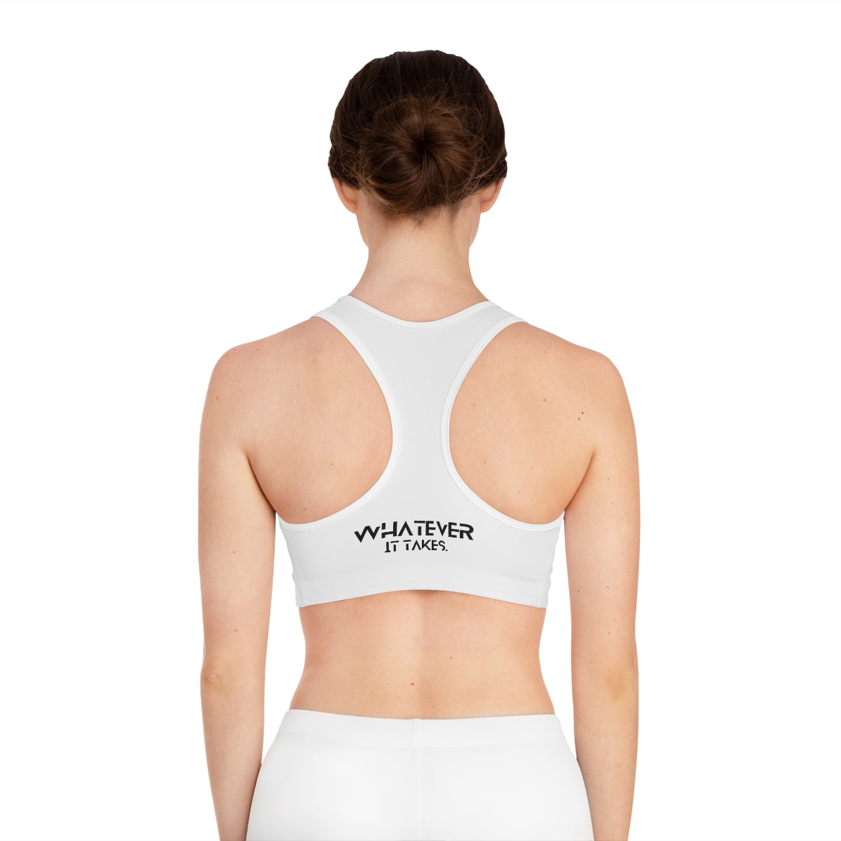 CapSol (front) / Whatever it takes (back) - black text - Sports Bra (AOP)