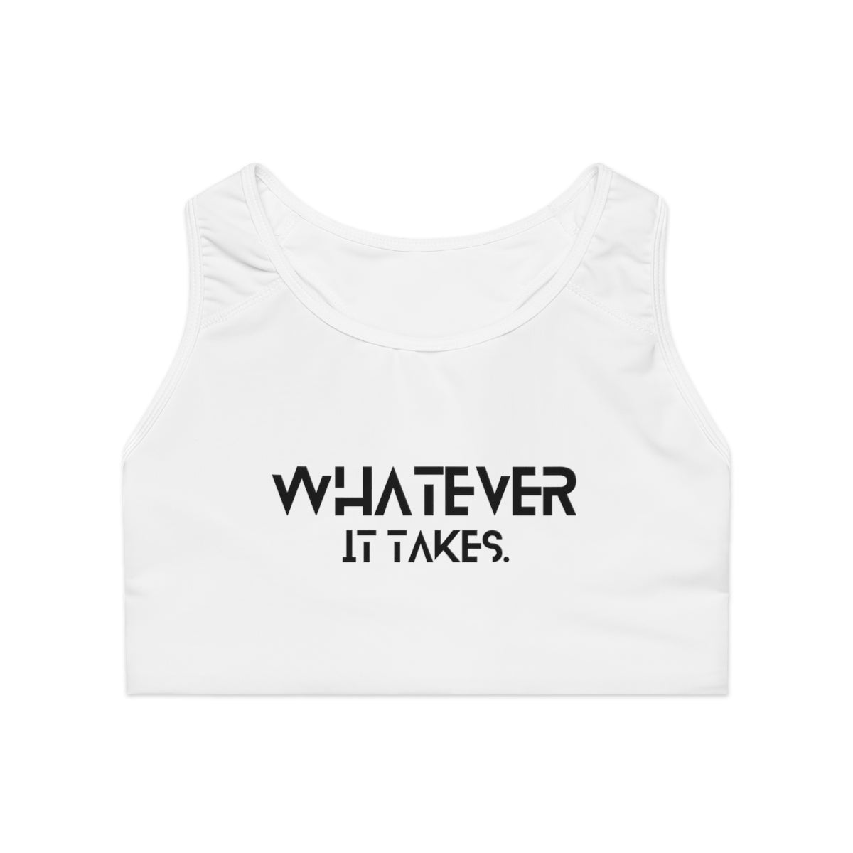 Whatever it takes (front) / CapSol (back) - black text - Sports Bra (AOP)