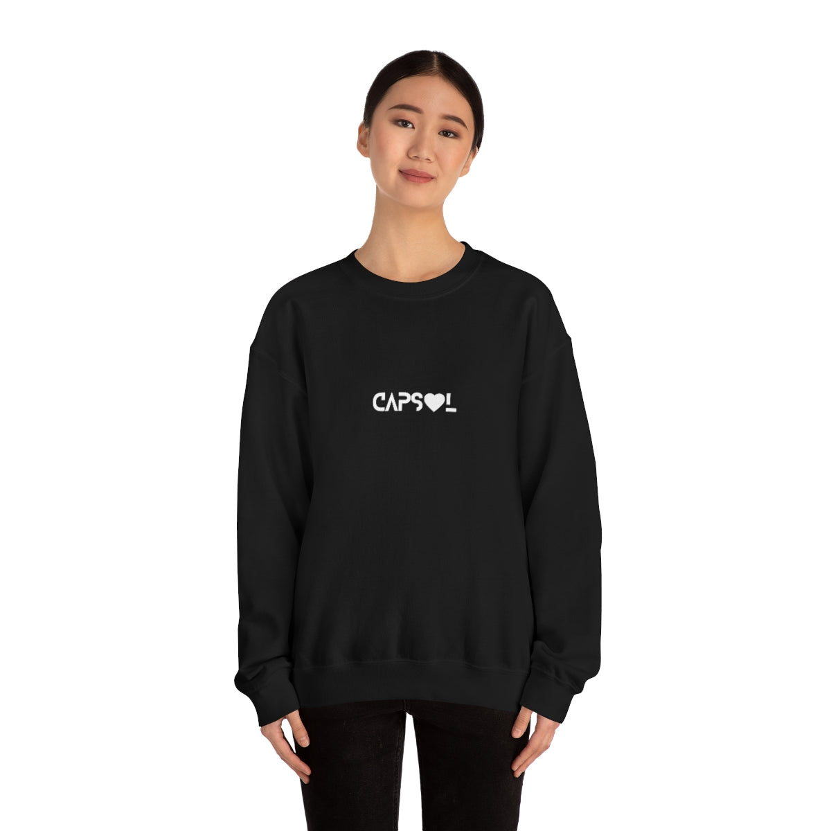 CapSol (front) - white text - VDAY - Unisex Heavy Blend™ Crewneck Sweatshirt