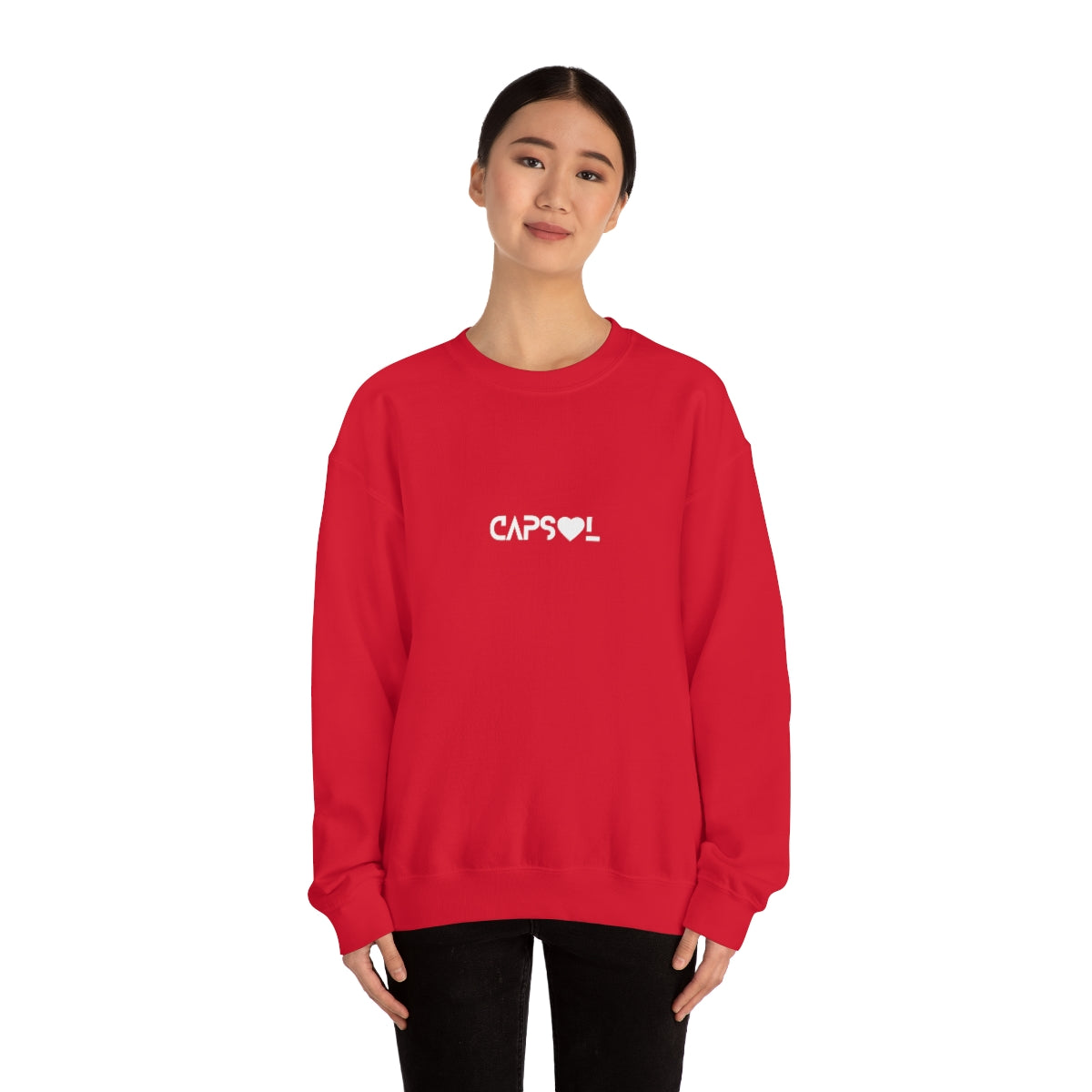 CapSol (front) - white text - VDAY - Unisex Heavy Blend™ Crewneck Sweatshirt