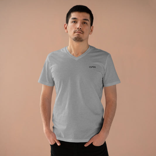 CapSol (front left) - black text - Men’s Presenter V-neck