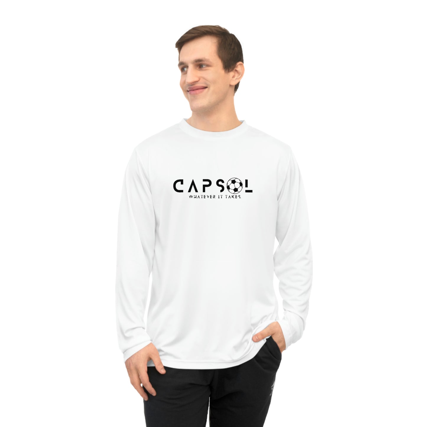 Soccer - white text - Performance Long Sleeve Shirt - basic