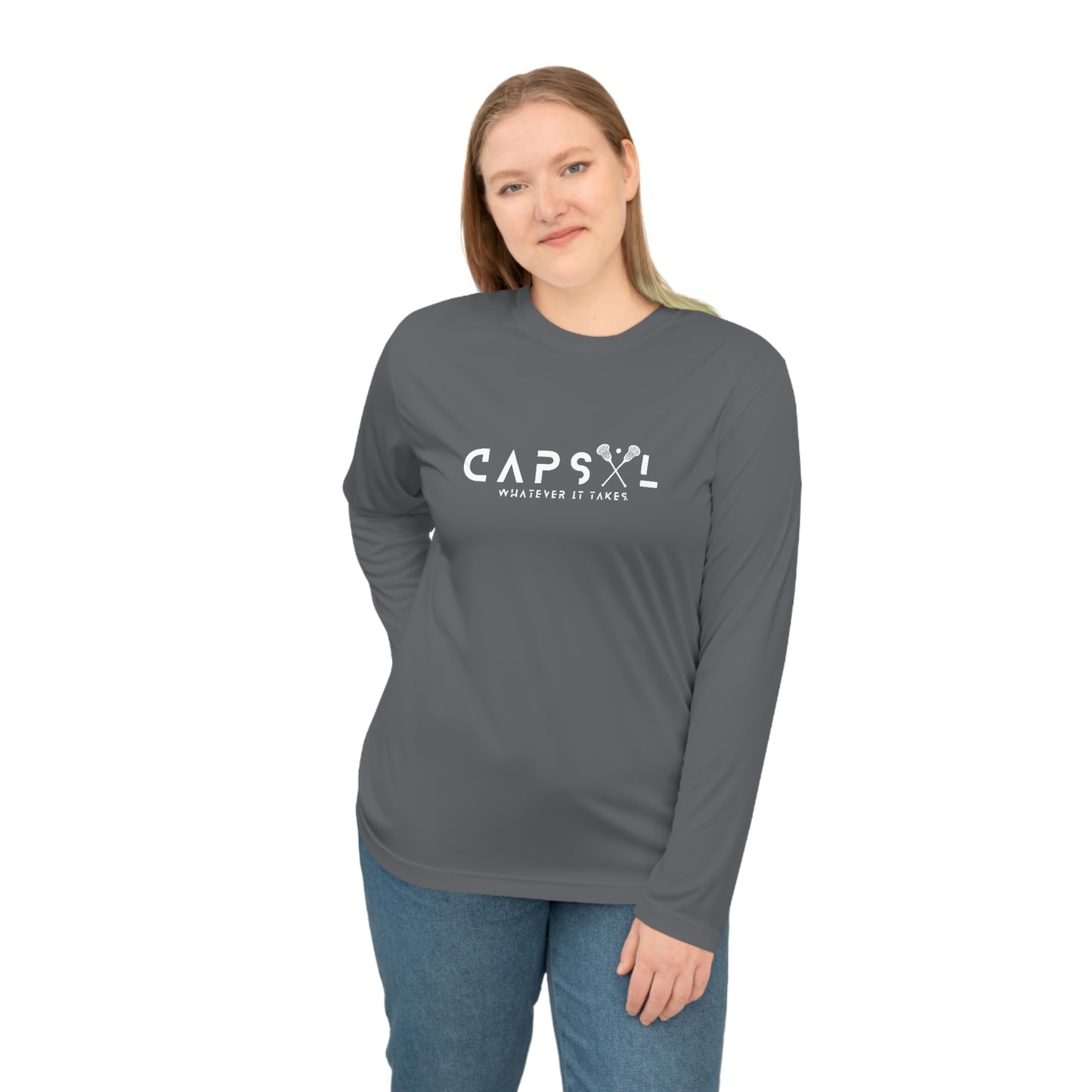 Lacrosse - white text - Performance Long Sleeve Shirt - basic