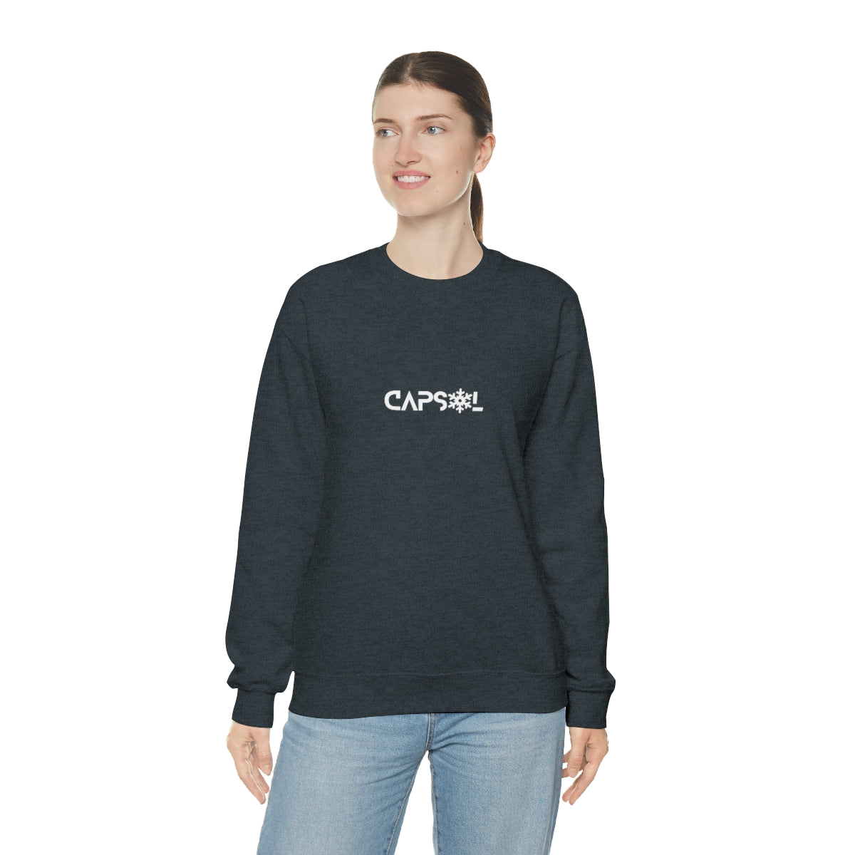 CapSol (front) - white text - SNOWFLAKE - Unisex Heavy Blend™ Crewneck Sweatshirt