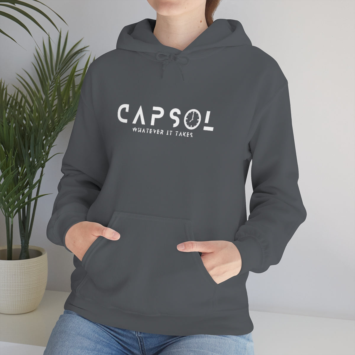 Clock - white text - Hooded Sweatshirt