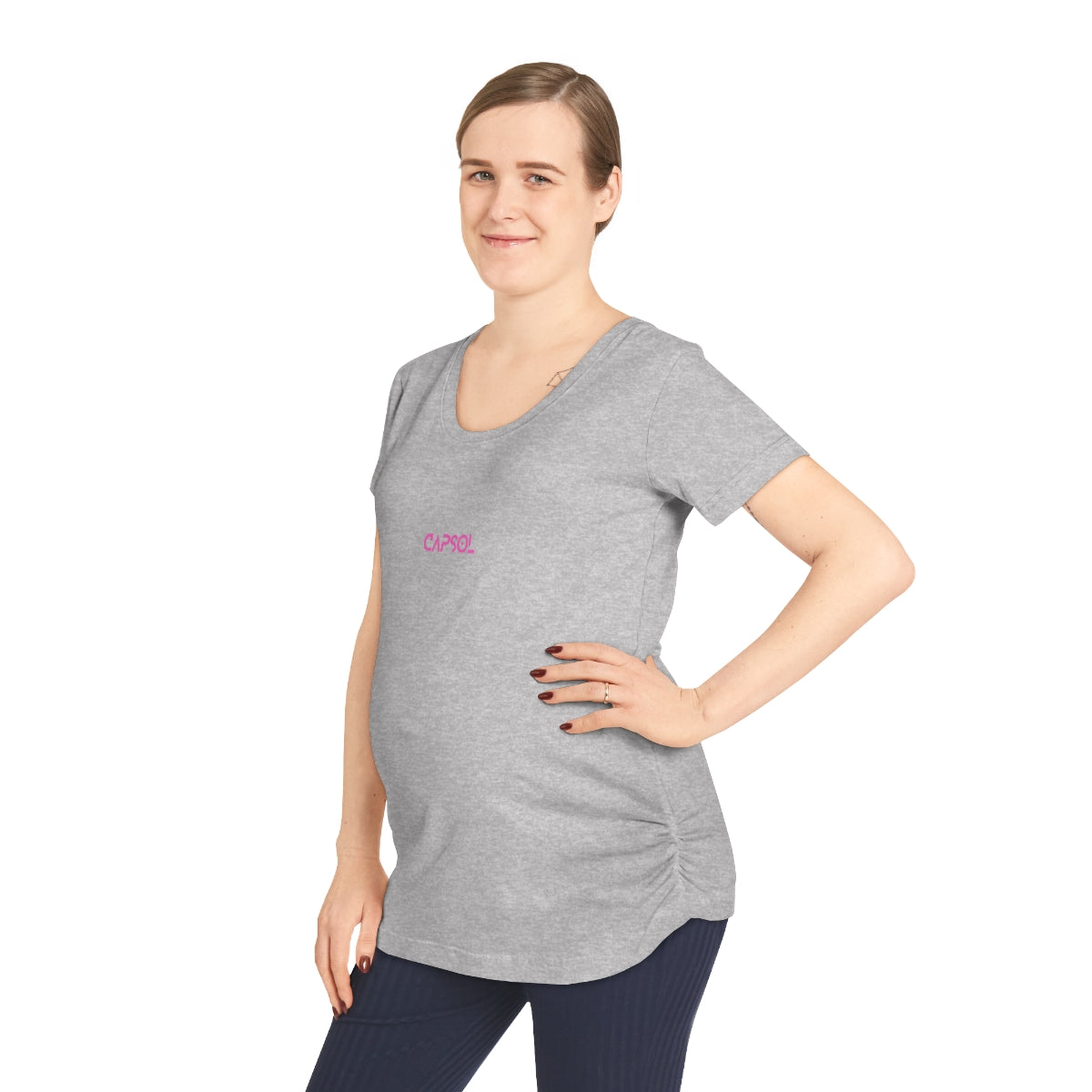 CapSol (front) - pink text - Women's Maternity Tee