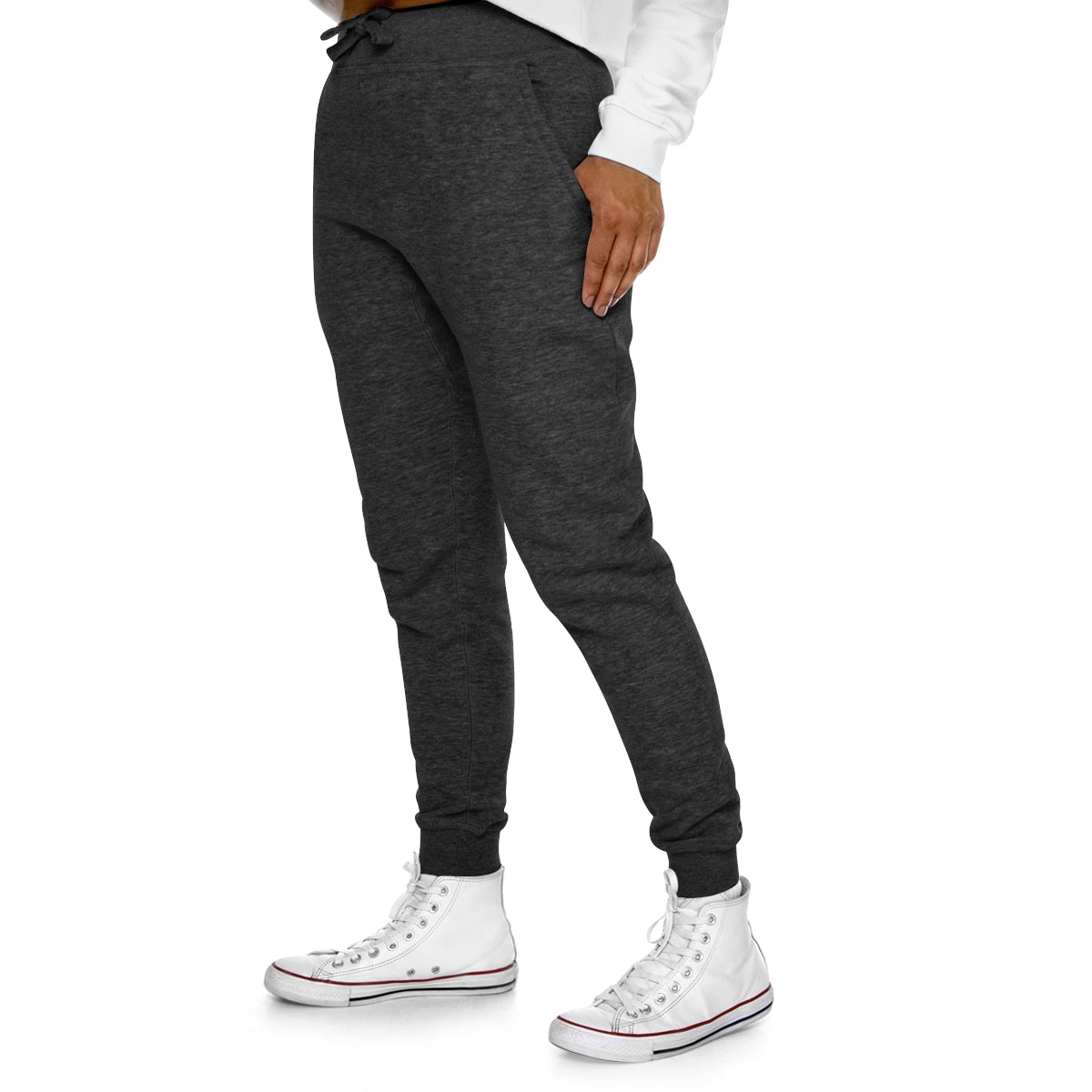 CapSol (pocket) - b/w text - Premium Fleece Joggers