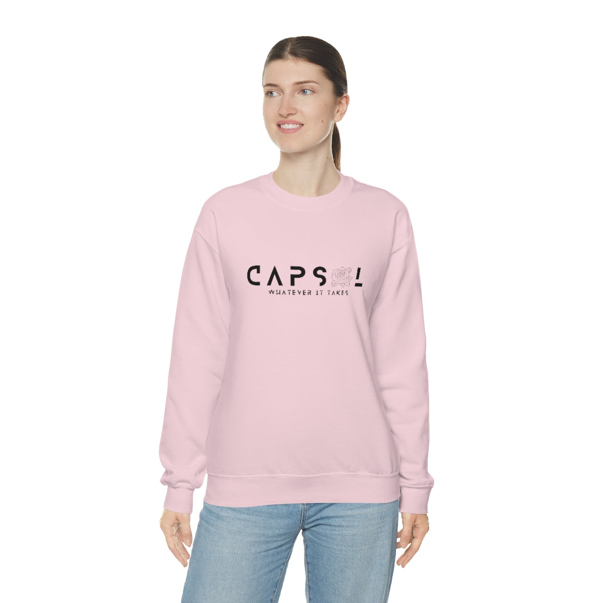 Rose - black text - Crewneck Sweatshirt