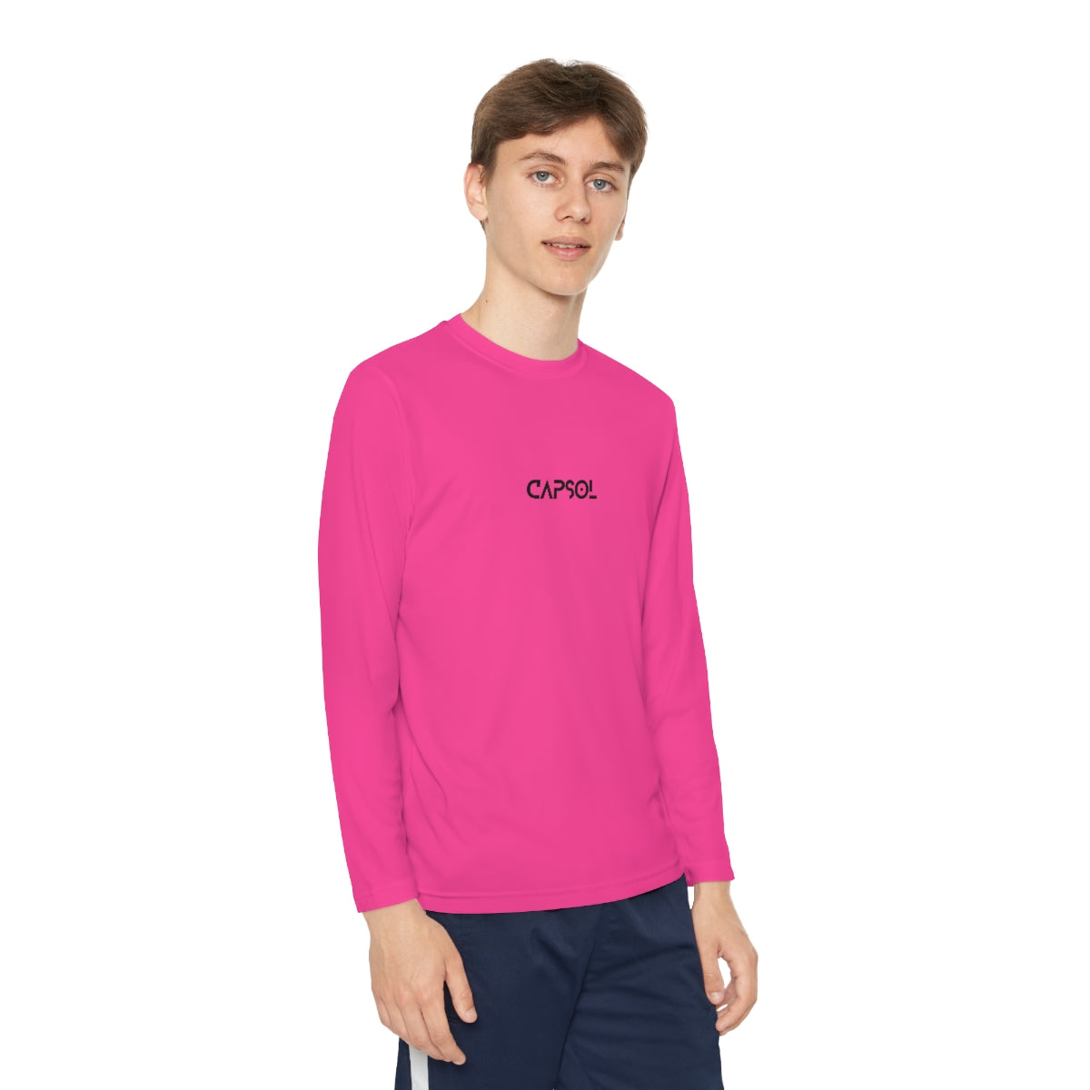 CapSol (front) - b/w text - Youth Long Sleeve Competitor Tee