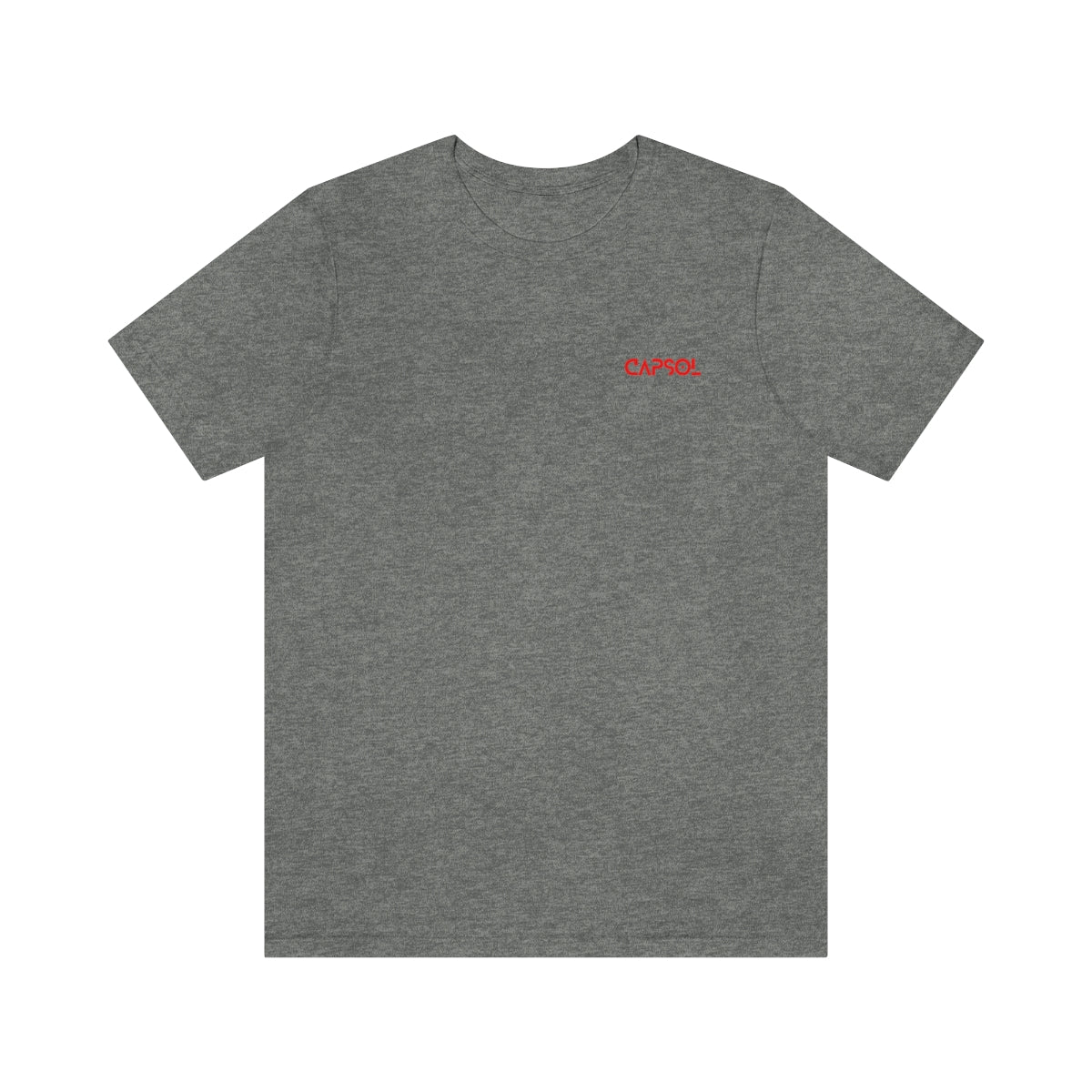 CapSol (front left) - bright red text - Jersey Short Sleeve Tee