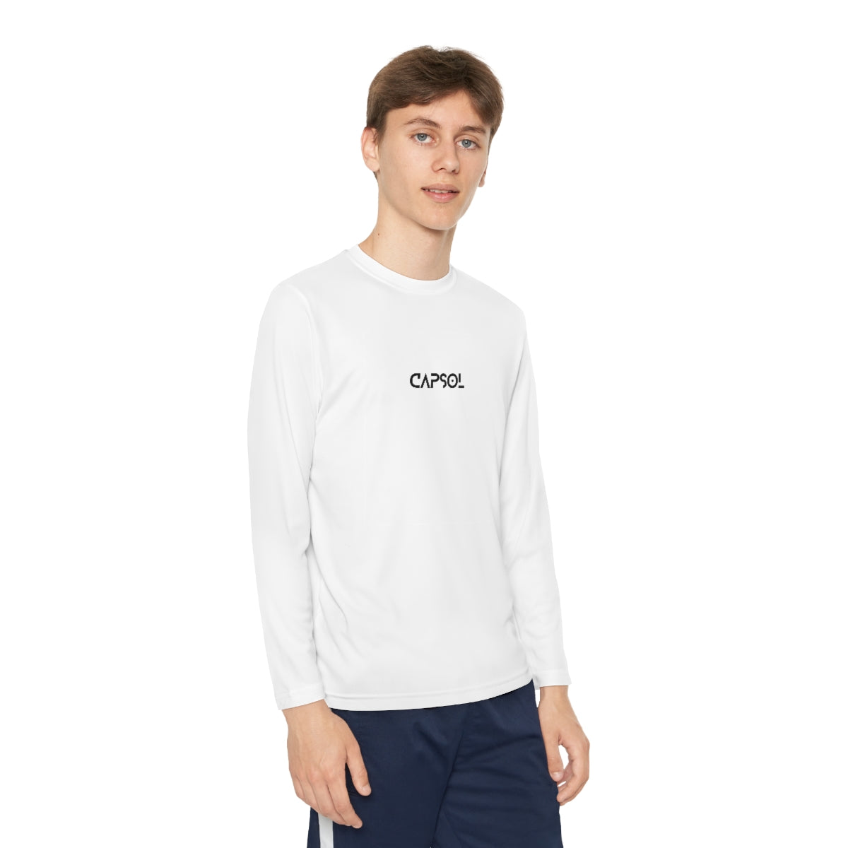 CapSol (front) - b/w text - Youth Long Sleeve Competitor Tee