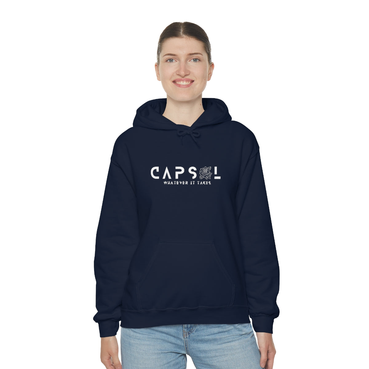 Rose - white text - Hooded Sweatshirt