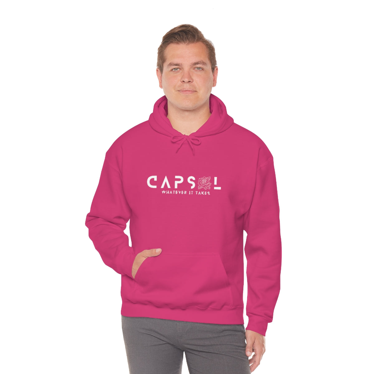 Rose - white text - Hooded Sweatshirt