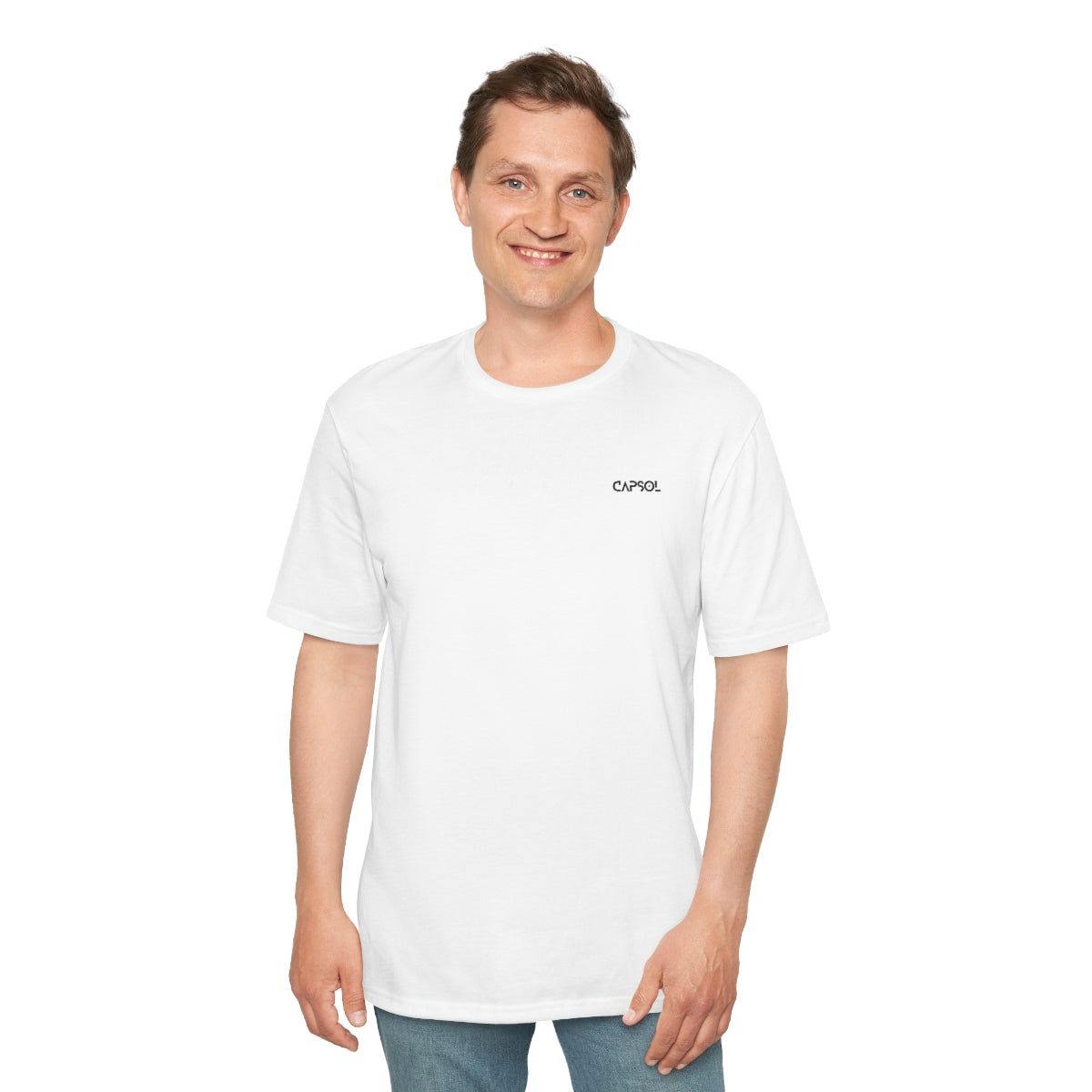 CapSol (front left) - white text - Perfect Weight® Tee