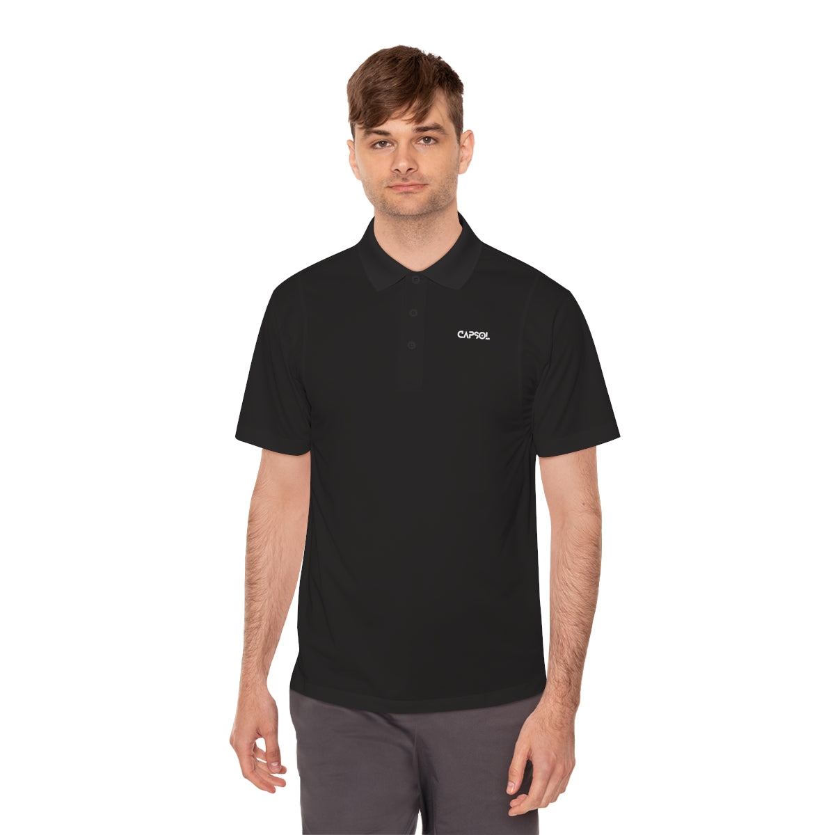 CapSol (front left) - black text - Men's Sport Polo Shirt