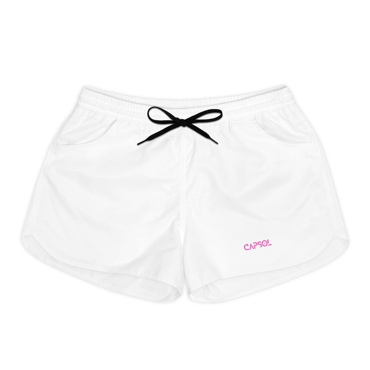 CapSol (front left) - pink text - Women's Casual Shorts (AOP)