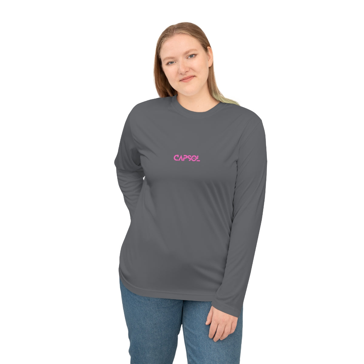 CapSol (front) - pink text - Women's Performance Long Sleeve Shirt