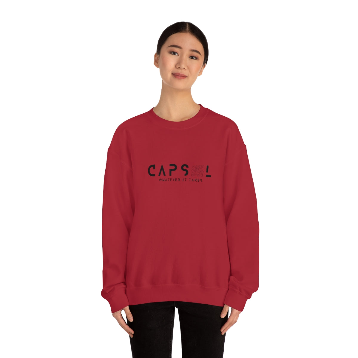 Rose - black text - Crewneck Sweatshirt