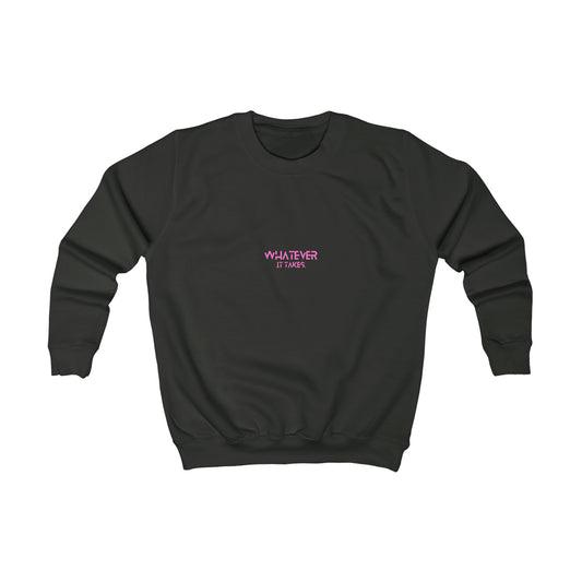 Whatever it takes (front) - white/pink text - Kids Sweatshirt