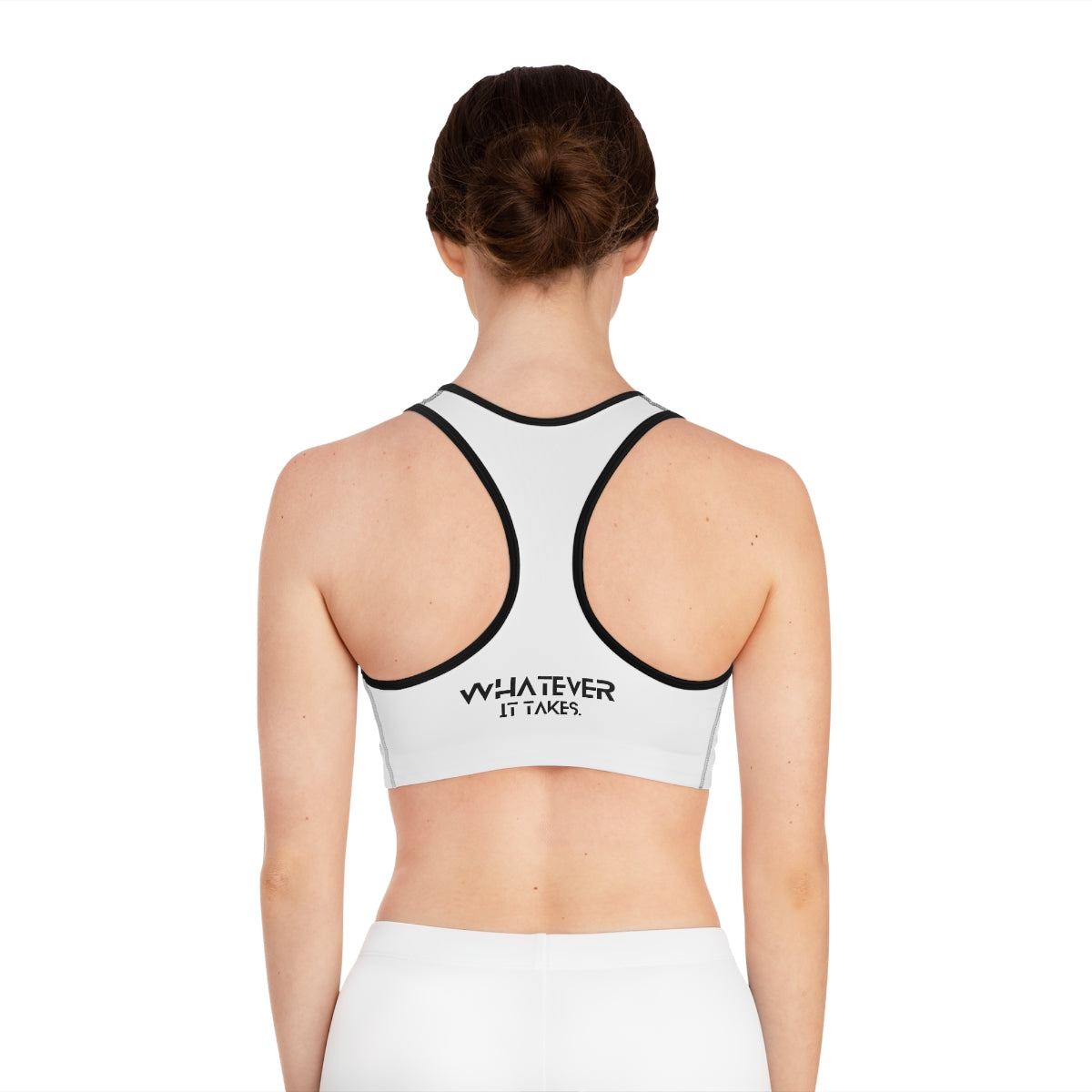 CapSol (front) / Whatever it takes (back) - black text - Sports Bra (AOP)