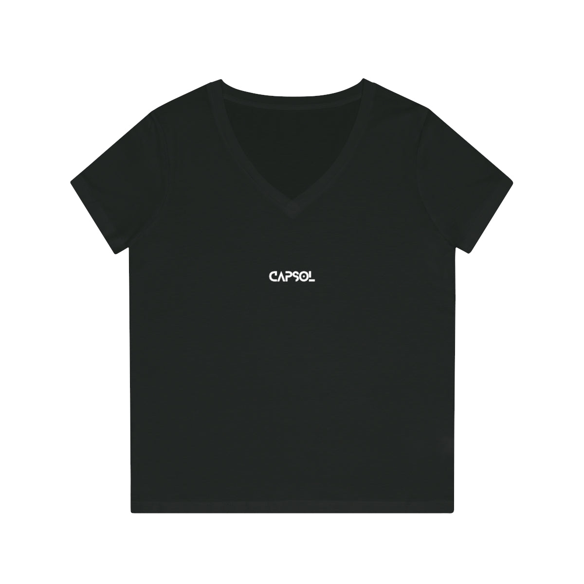 CapSol (front) - black text - Women's Evoker V-Neck T-Shirt