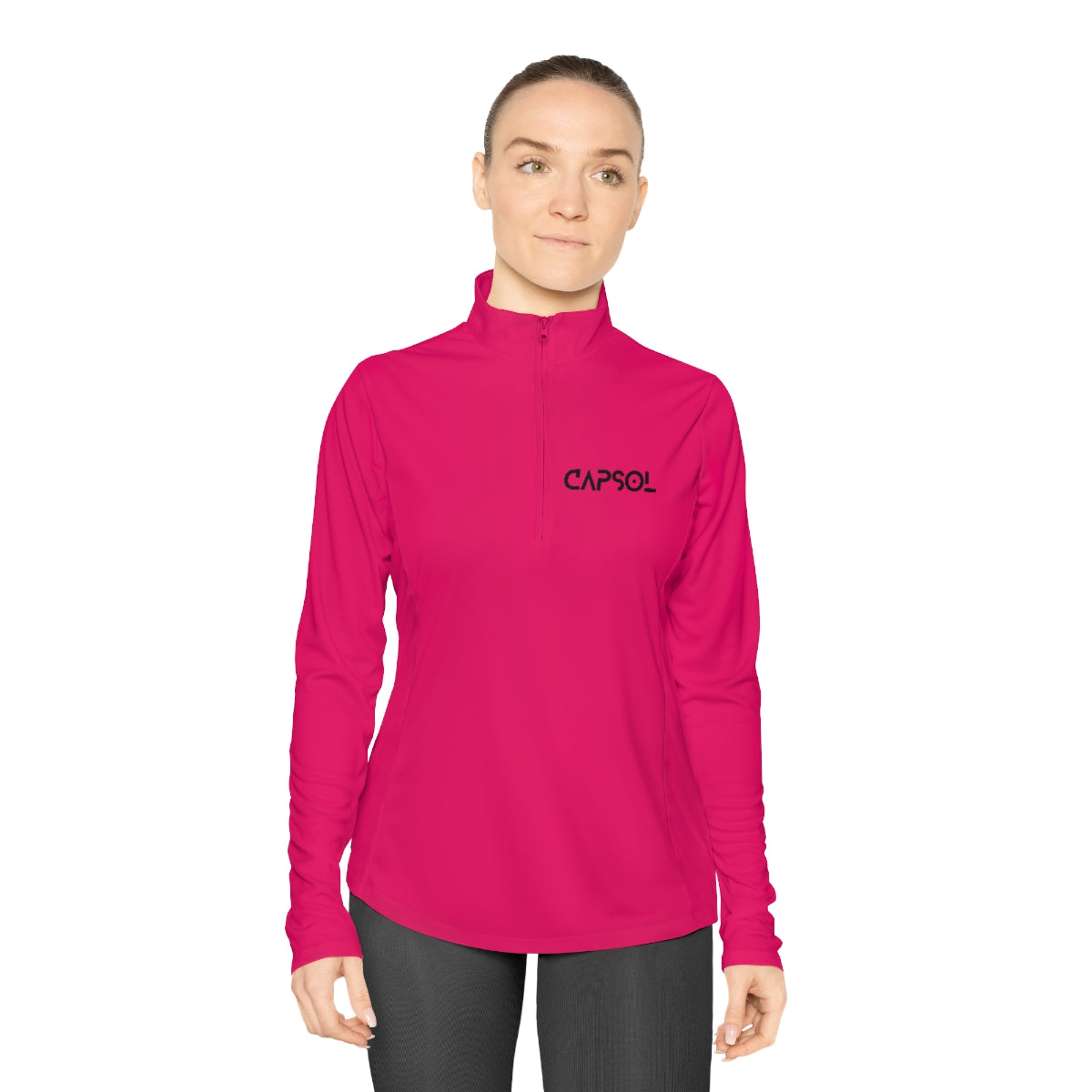 CapSol (front) - b/w text - Ladies Quarter-Zip Pullover