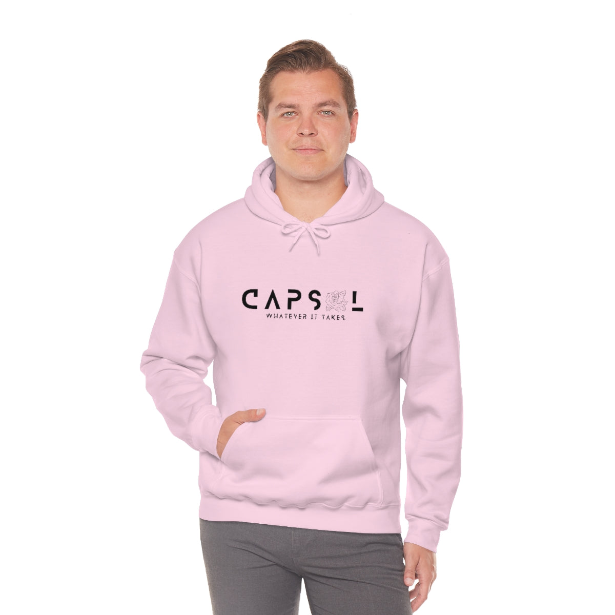 Rose - black text - Hooded Sweatshirt