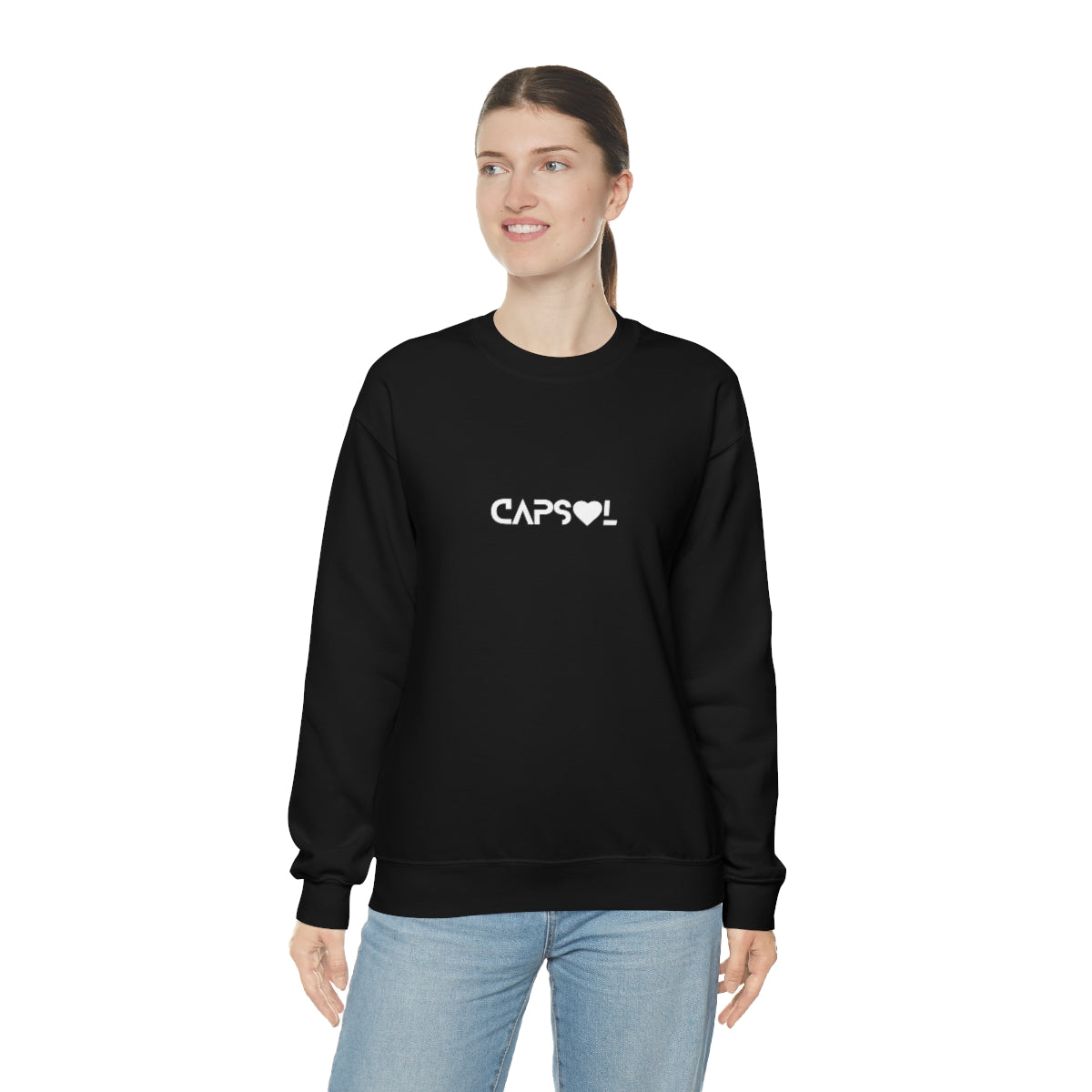 CapSol (front) - white text - VDAY - Unisex Heavy Blend™ Crewneck Sweatshirt